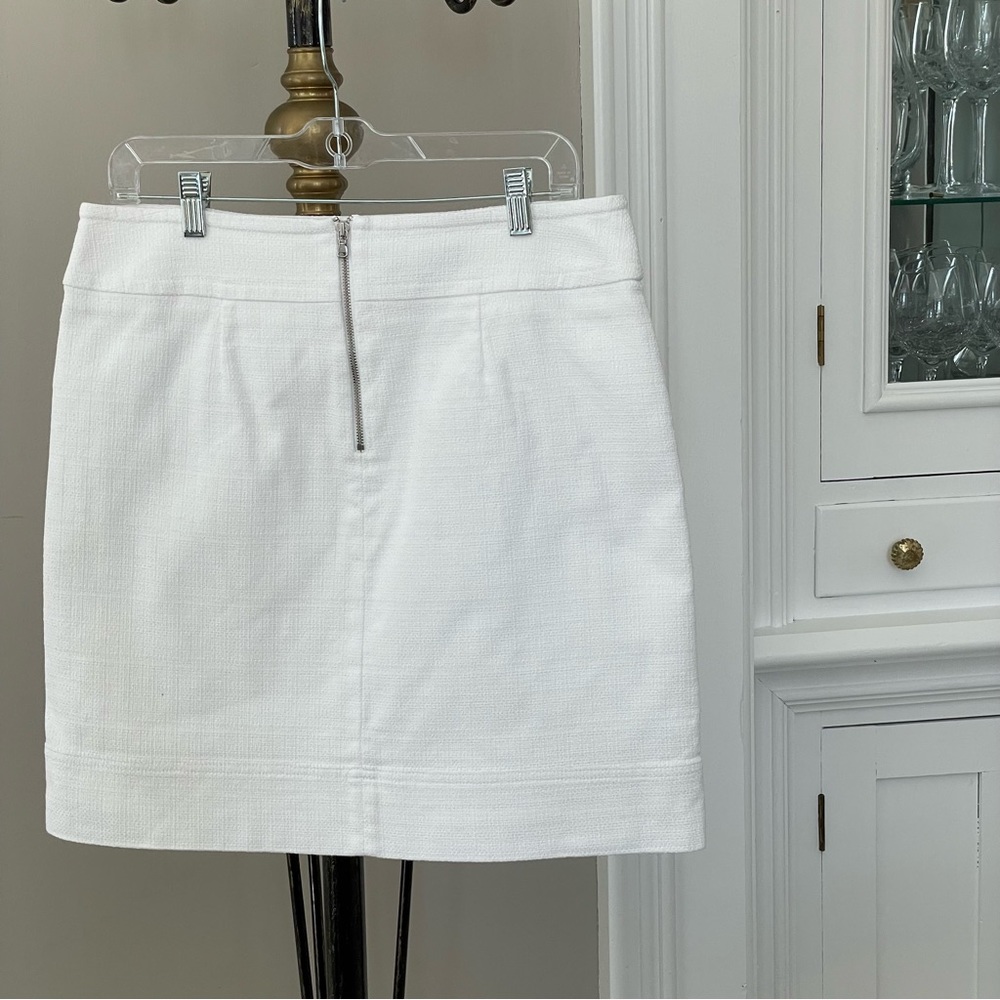 Talbots Skirt Womens 8 White NWOT Texture Stretch Lined Exposed Zipper Casual - Picture 10 of 11